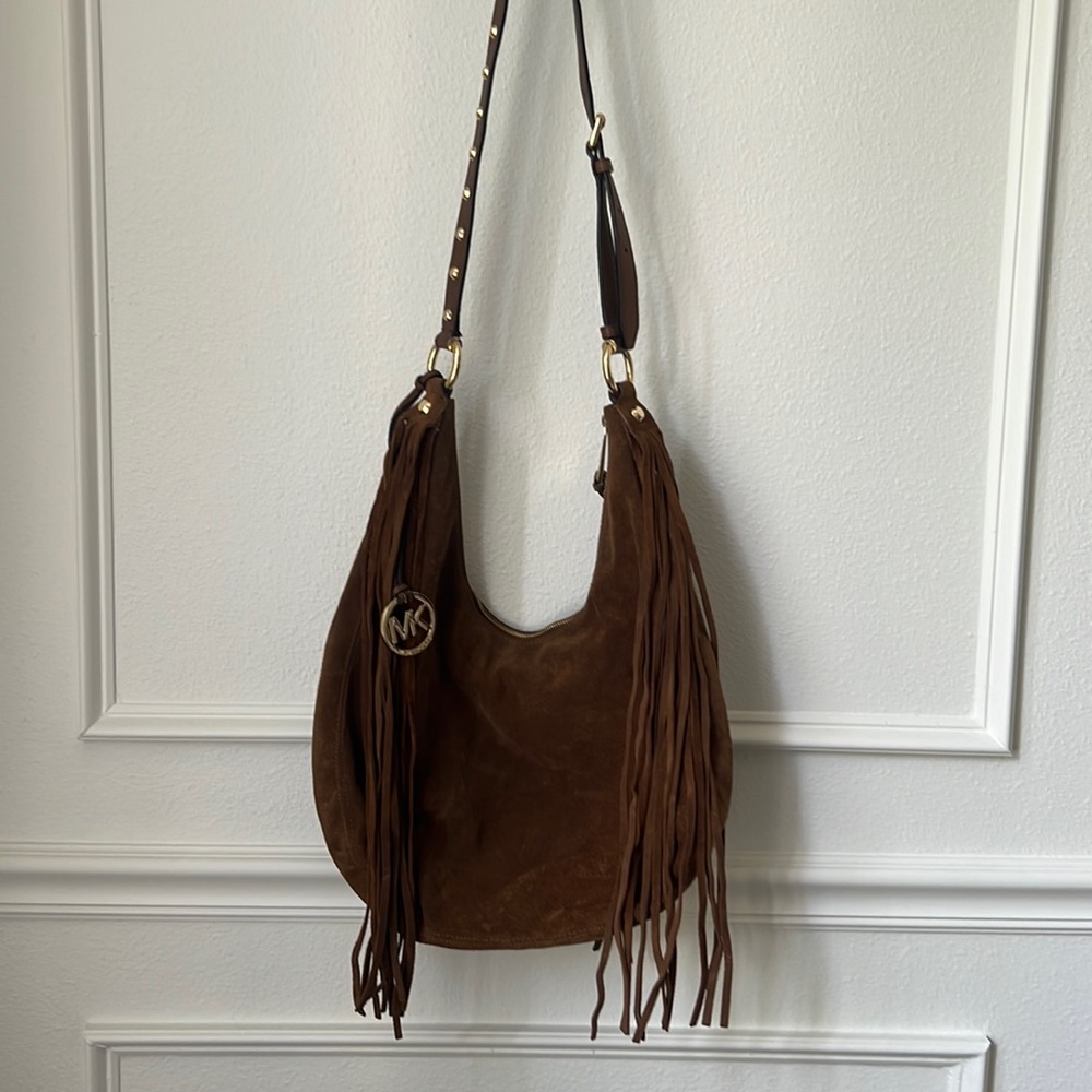 Micheal Kors Suede Purse Light Brown